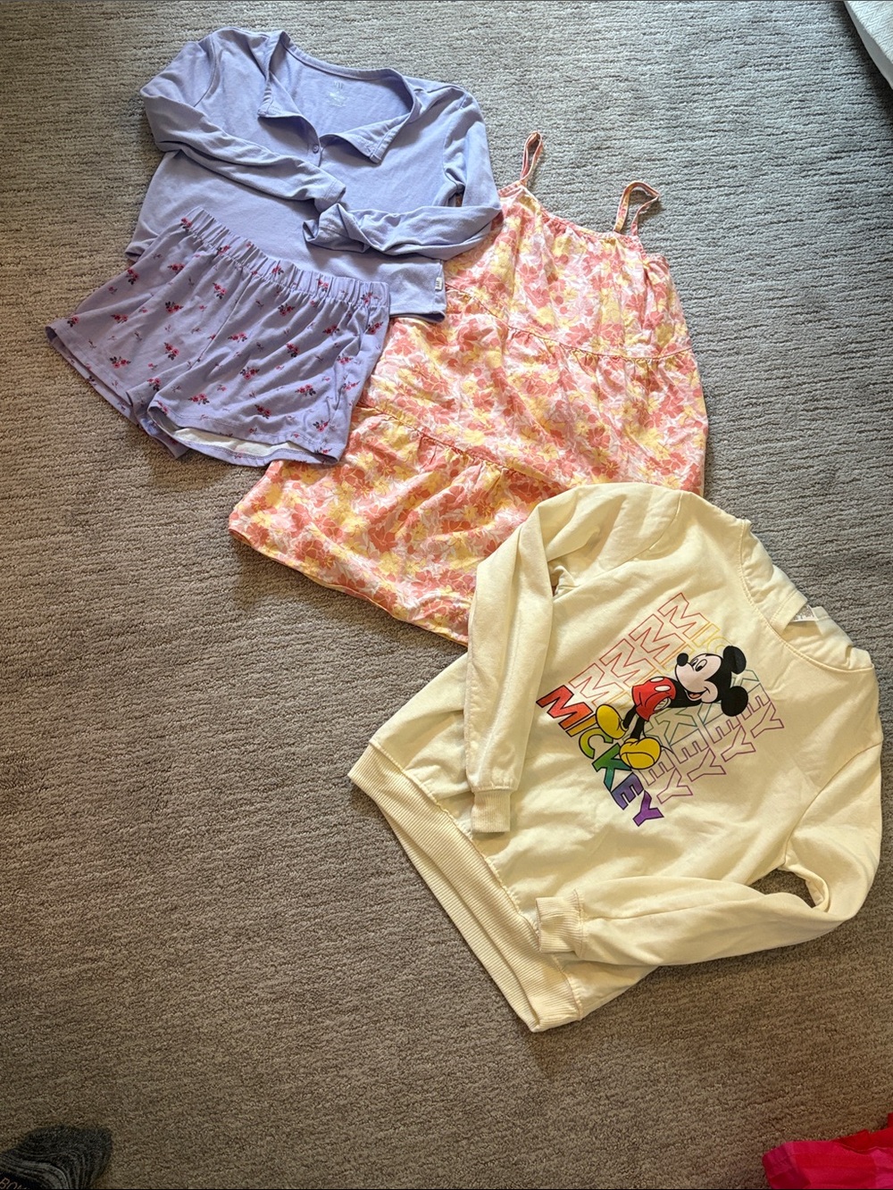 Disney Mickey Cream Graphic Kids Sweatshirt with pajamas & dress